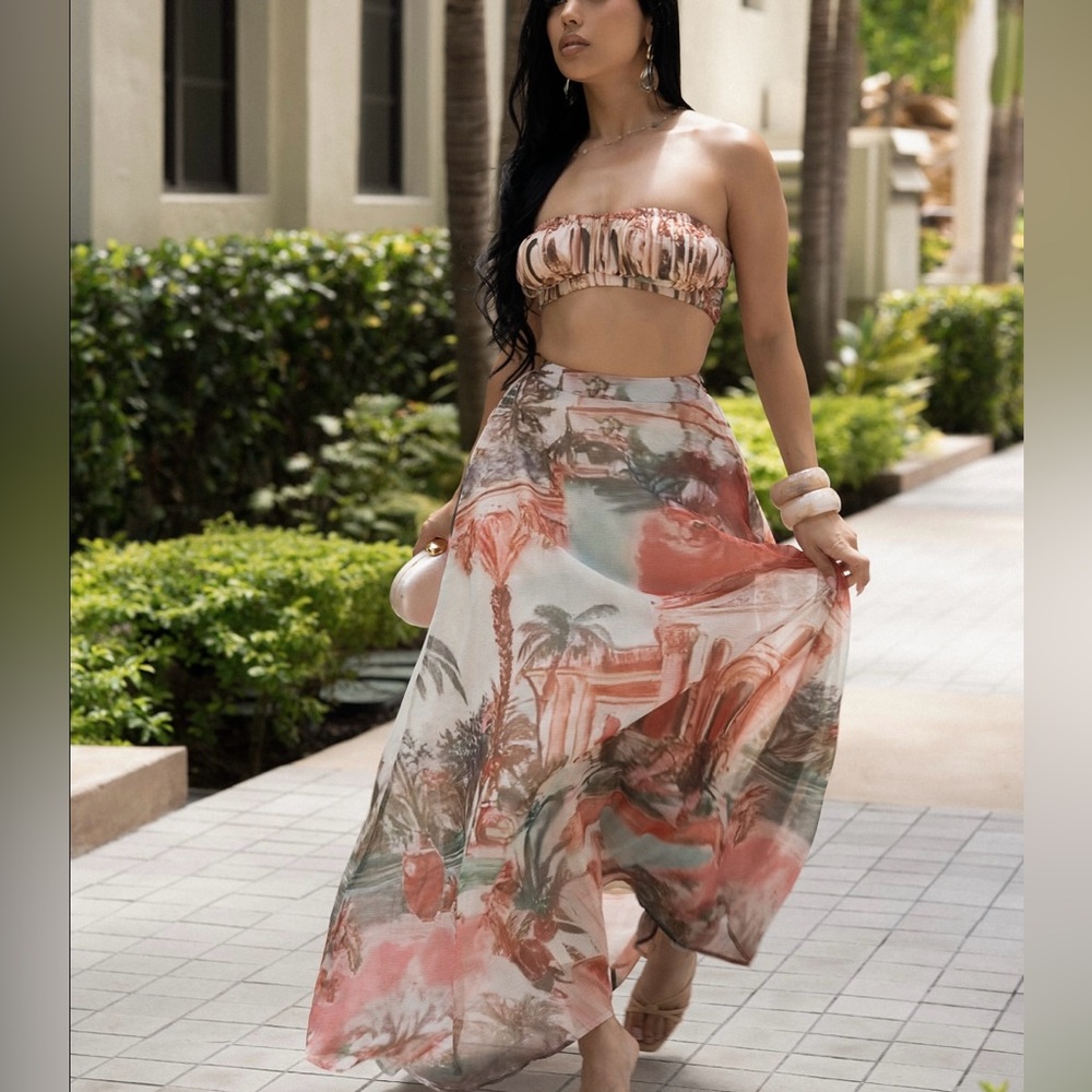 Elegant Multicolor Maxi Skirt